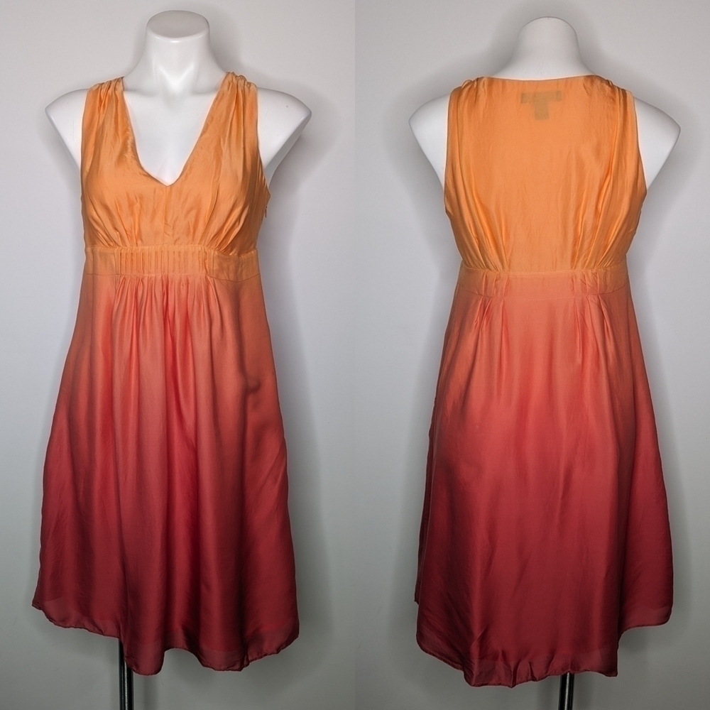 ✨3/$15 INC International Concepts orange ombre sleeveless silk dress 6
